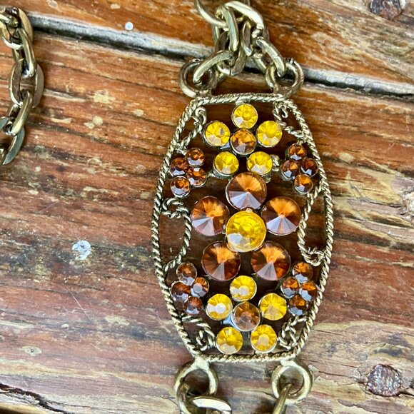 Vintage Rhinestone Floral Heavy Gold Tone Chain Rope Belt Baroque Statement 44\